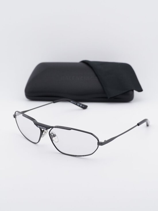 Balenciaga BB0245S 004 Geometric Sunglasses - Gunmetal / Light Grey